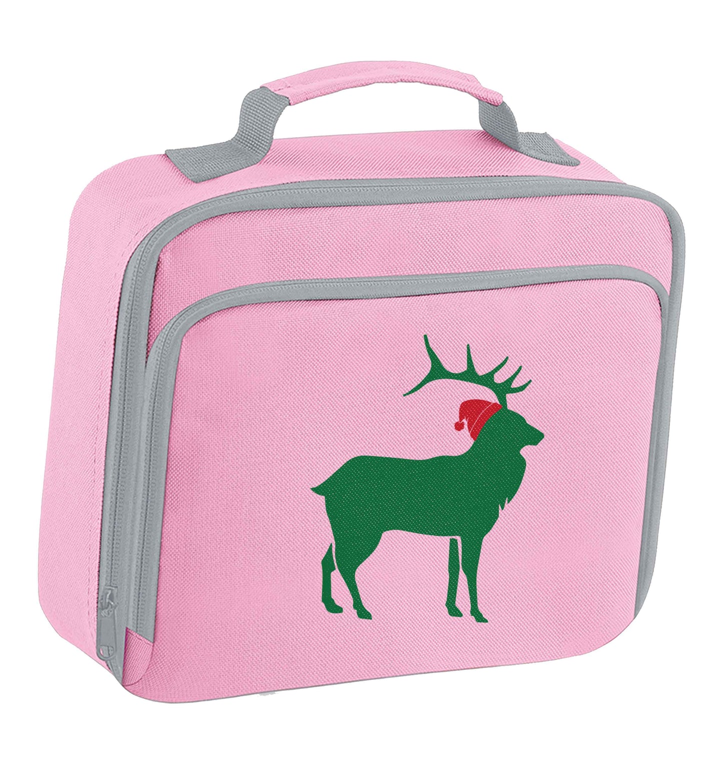 Green stag Santa insulated pink lunch bag cooler