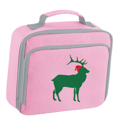 Green stag Santa insulated pink lunch bag cooler