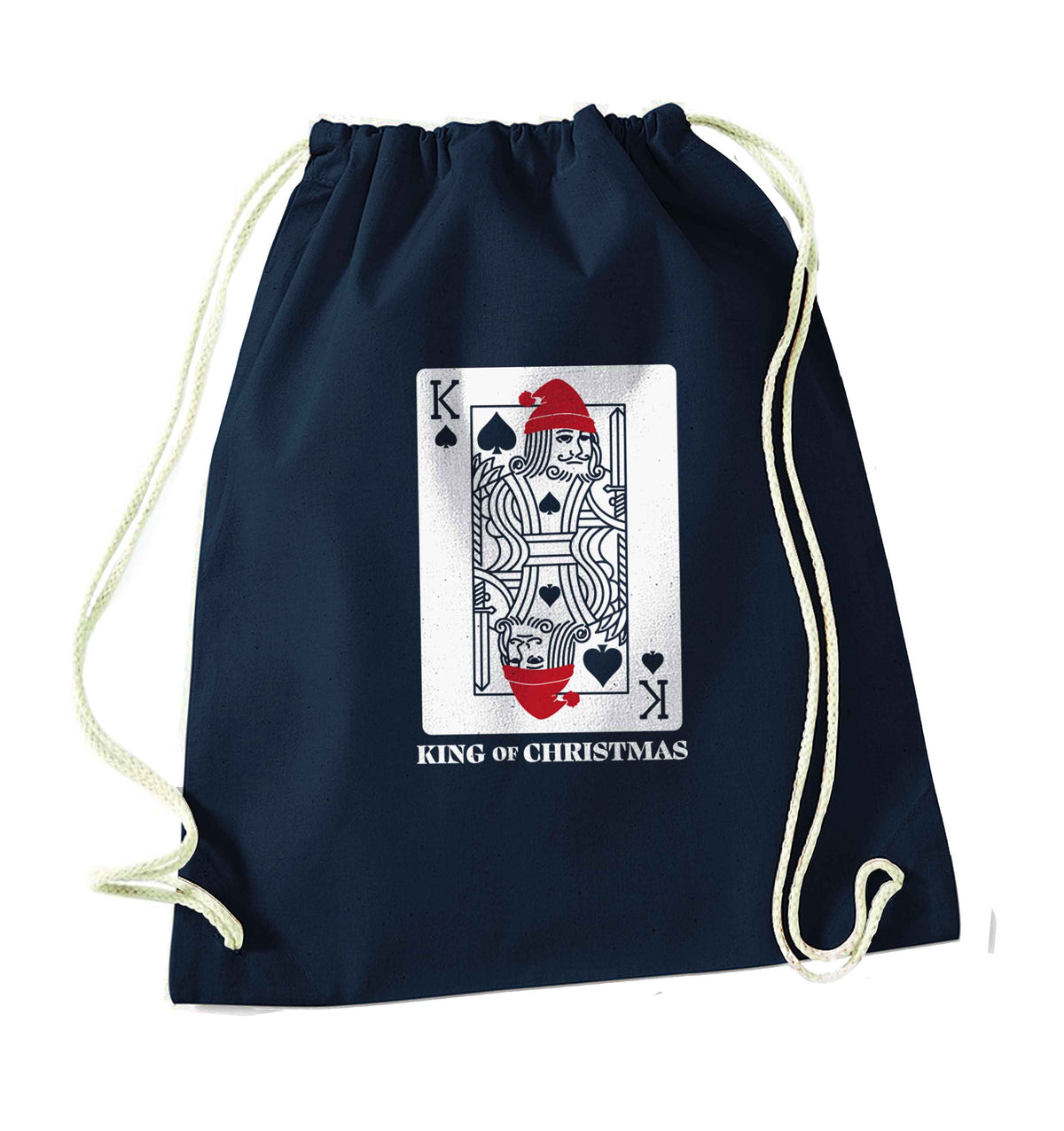 King of christmas navy drawstring bag