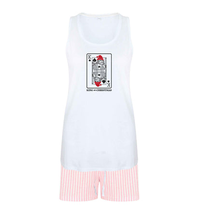 King of christmas size XL women's pyjama shorts set in pink 