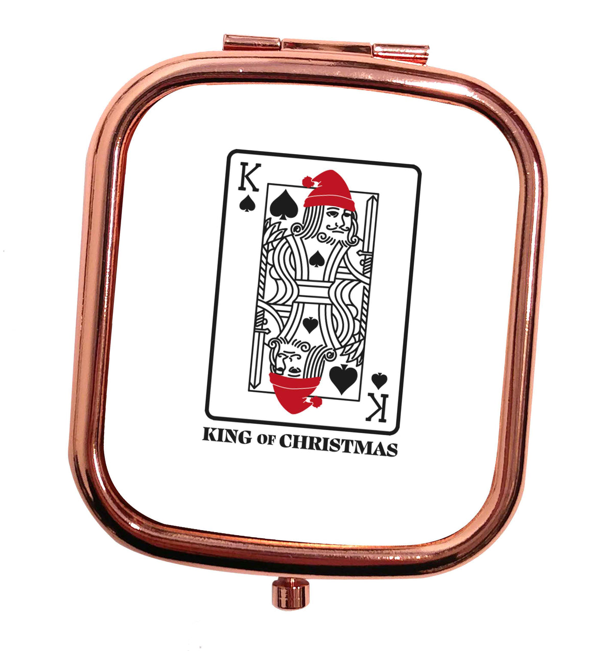 King of christmas rose gold square pocket mirror