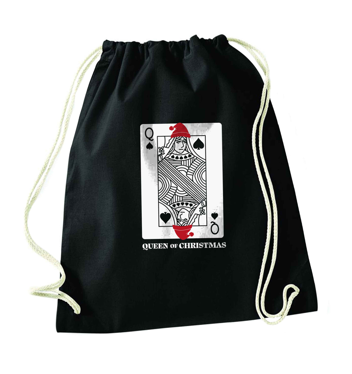Queen of christmas black drawstring bag