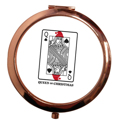 Queen of christmas rose gold circle pocket mirror