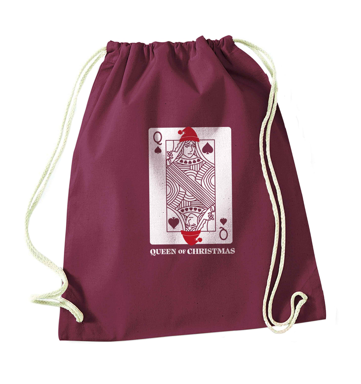 Queen of christmas maroon drawstring bag