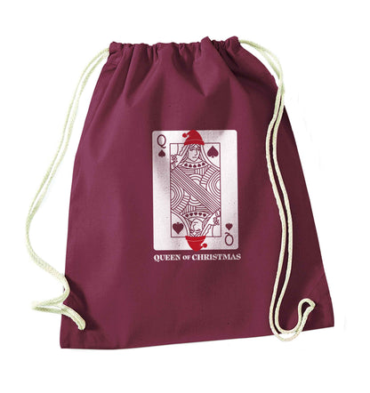 Queen of christmas maroon drawstring bag