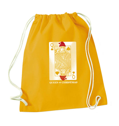 Queen of christmas mustard drawstring bag