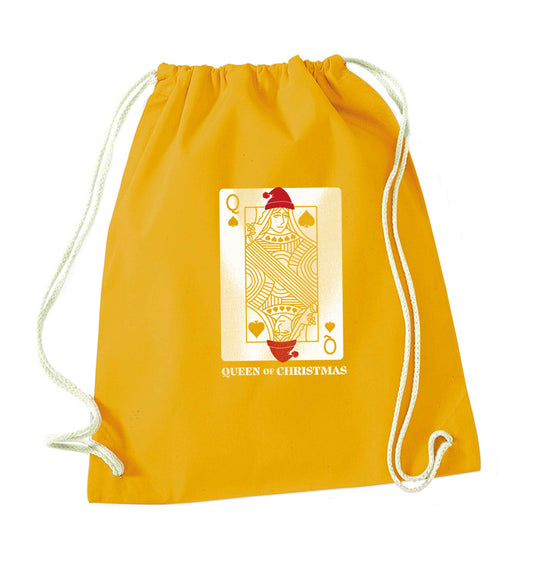 Queen of christmas mustard drawstring bag