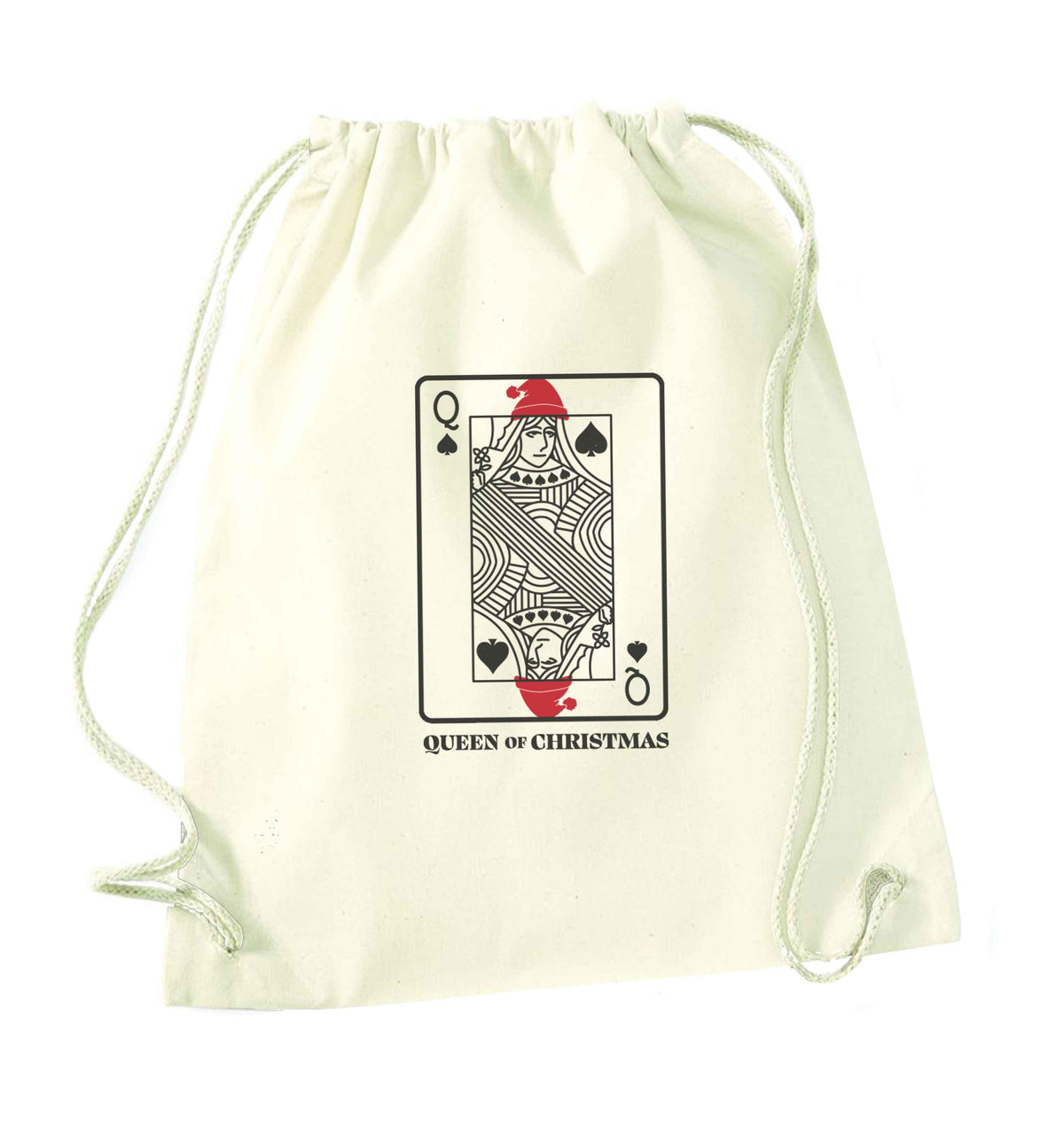 Queen of christmas natural drawstring bag