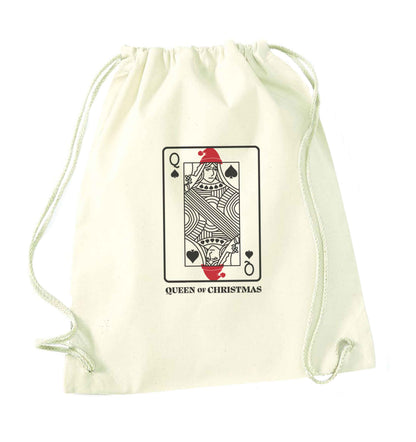 Queen of christmas natural drawstring bag