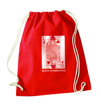 Queen of christmas red drawstring bag 