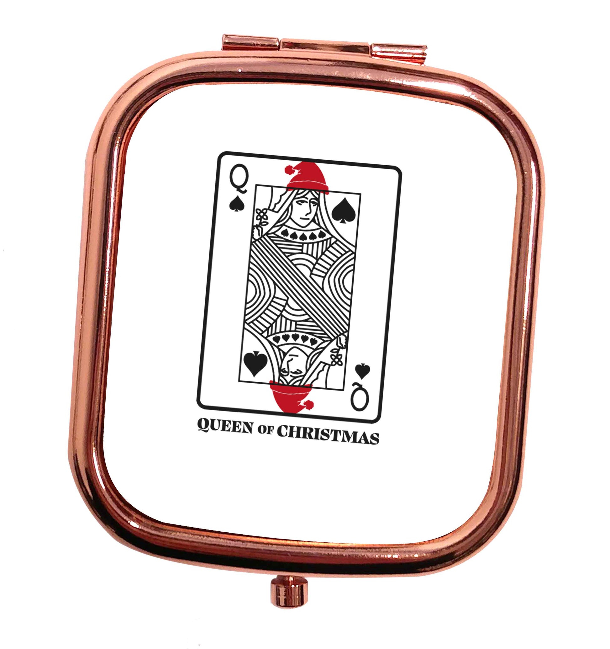Queen of christmas rose gold square pocket mirror