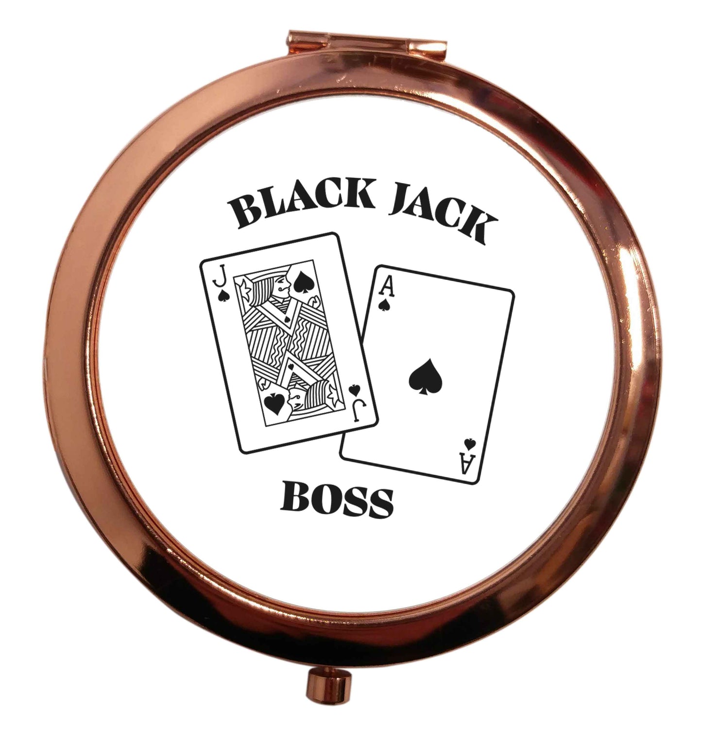 Blackjack boss rose gold circle pocket mirror
