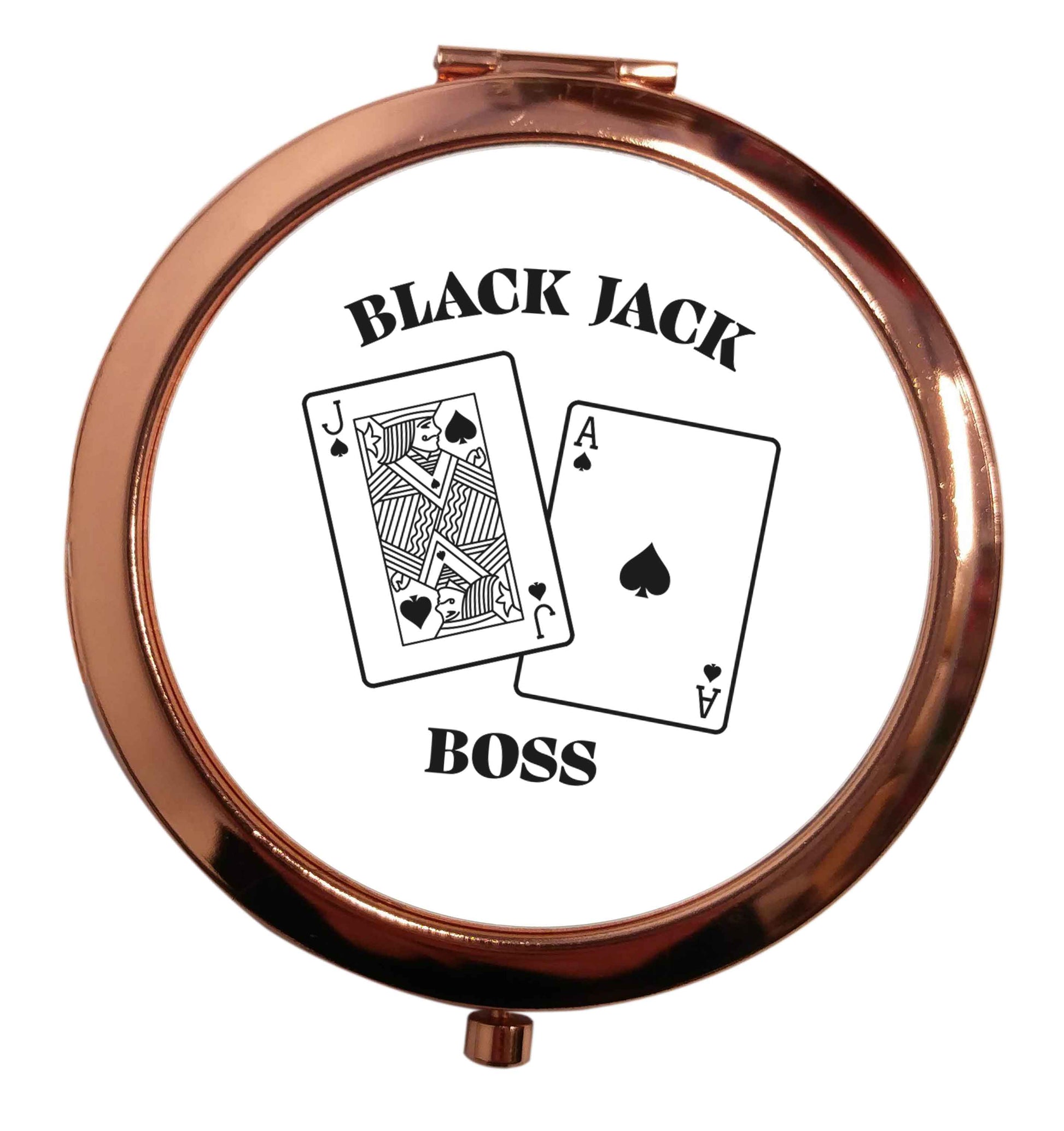 Blackjack boss rose gold circle pocket mirror