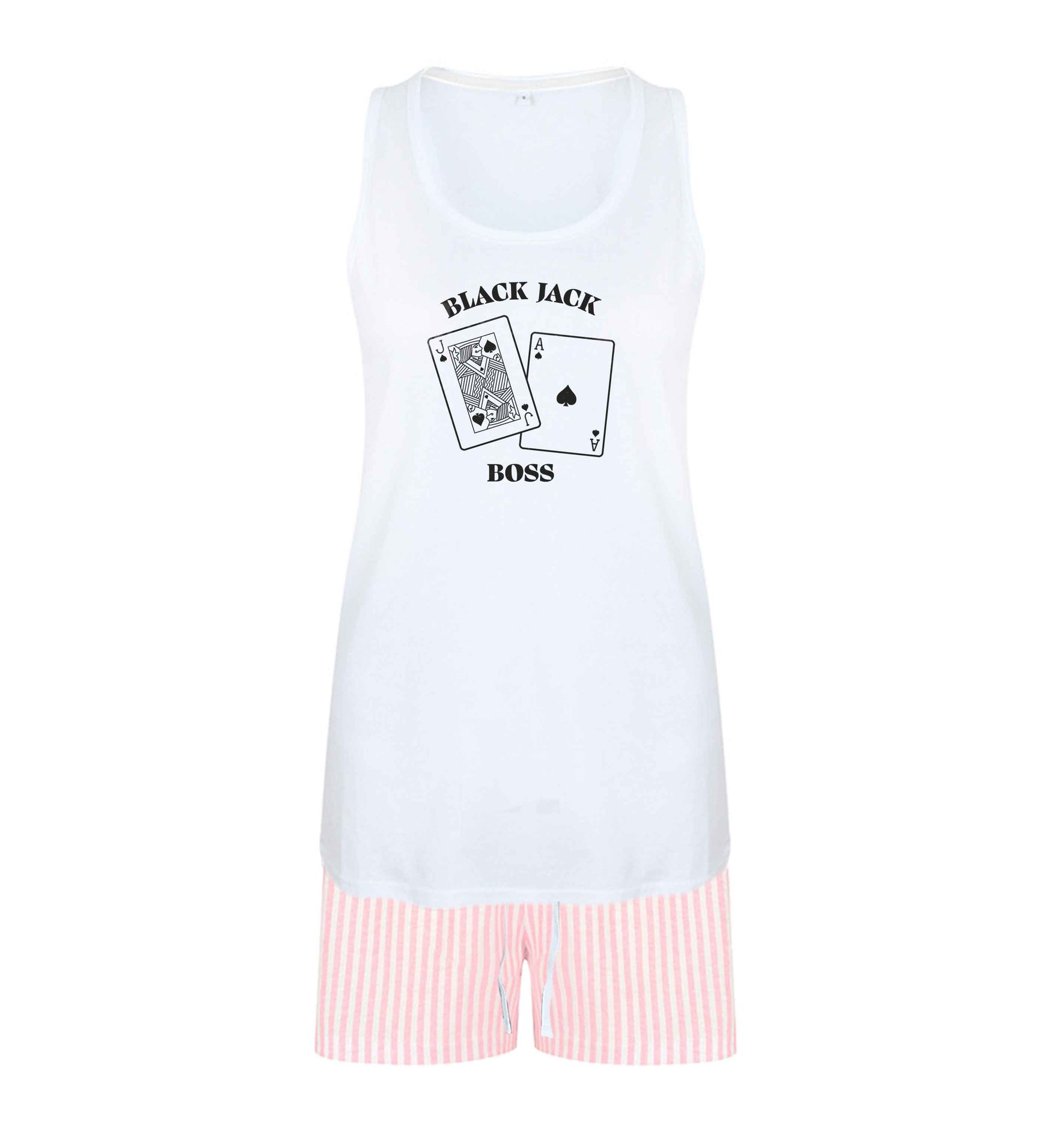 Blackjack boss size XL women's pyjama shorts set in pink 