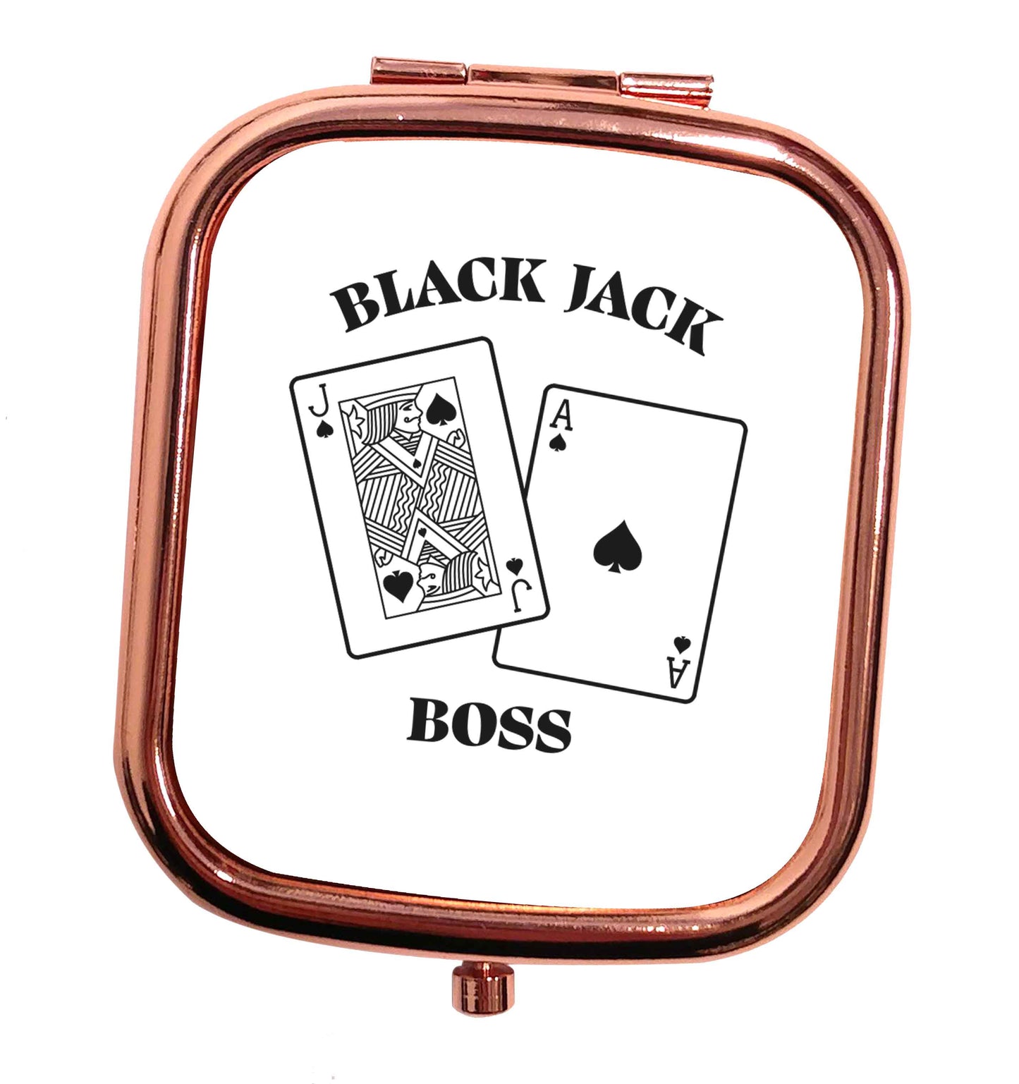 Blackjack boss rose gold square pocket mirror