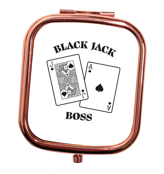Blackjack boss rose gold square pocket mirror