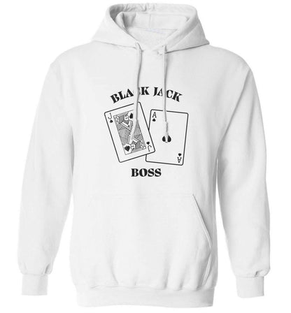 Blackjack boss adults unisex white hoodie 2XL