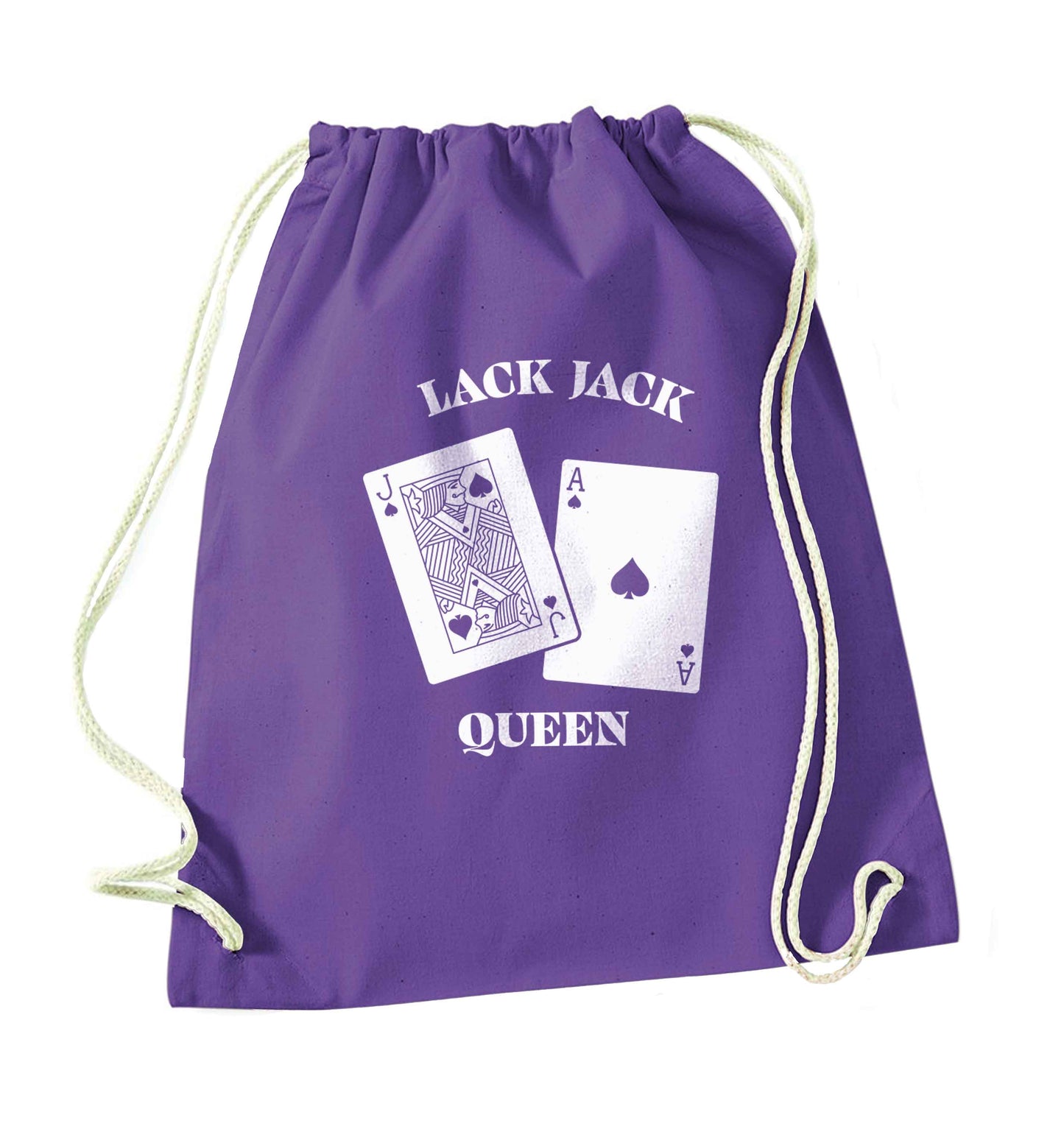 Blackjack queen purple drawstring bag