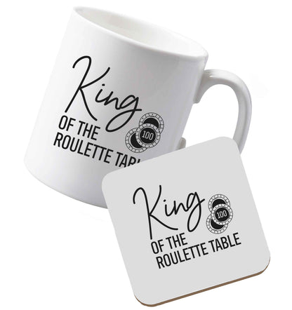 10 oz Ceramic mug and coaster King of the roulette table both sides