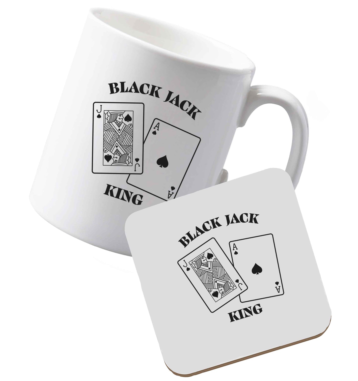 10 oz Ceramic mug and coaster Blackjack king both sides