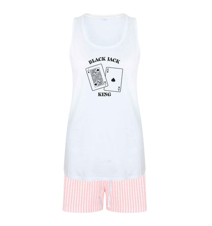 Blackjack king size XL women's pyjama shorts set in pink 