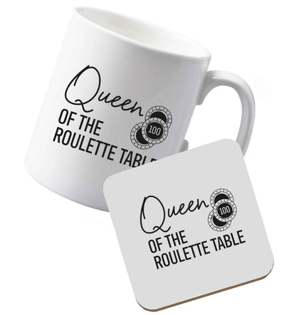 10 oz Ceramic mug and coaster Queen of the roulette table both sides
