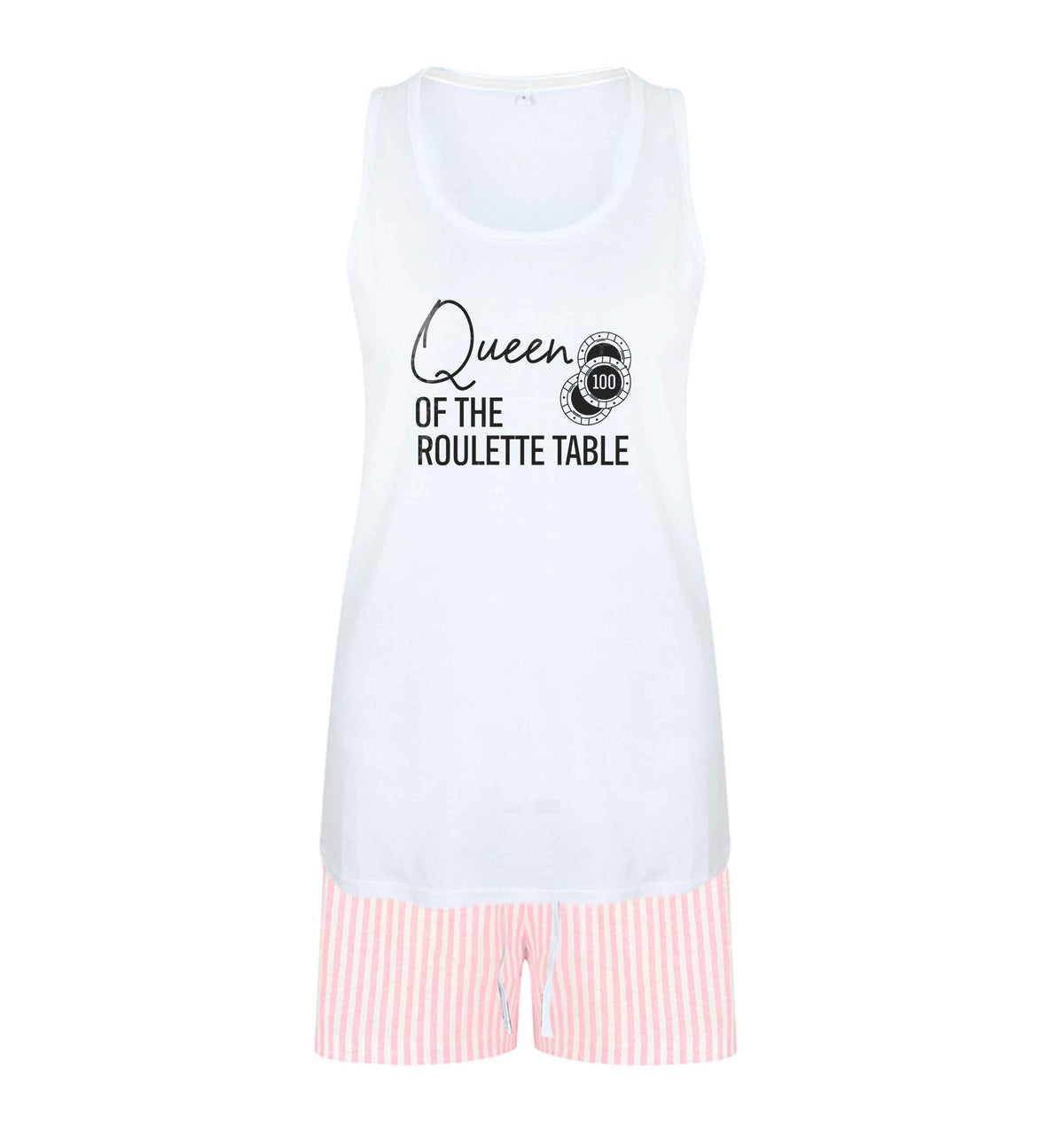 Queen of the roulette table size XL women's pyjama shorts set in pink 