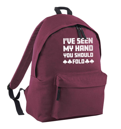 I've seen my hand you should fold maroon adults backpack