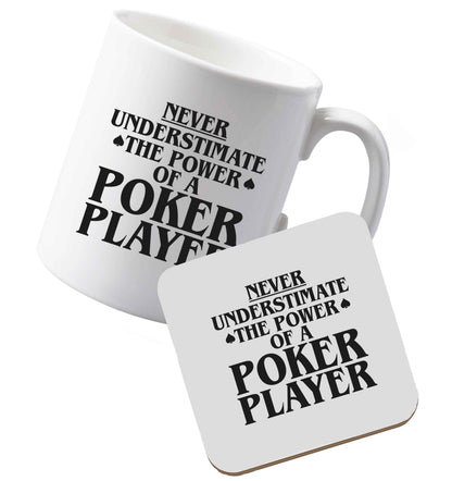 10 oz Ceramic mug and coaster Never understimate the power of a poker player both sides