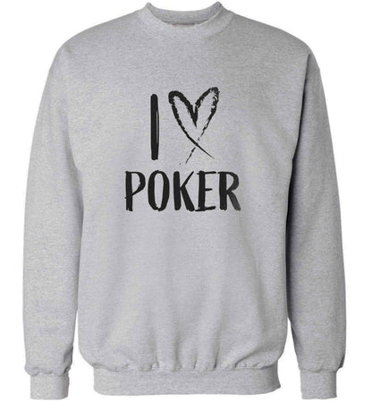 I love poker adult's unisex grey sweater 2XL