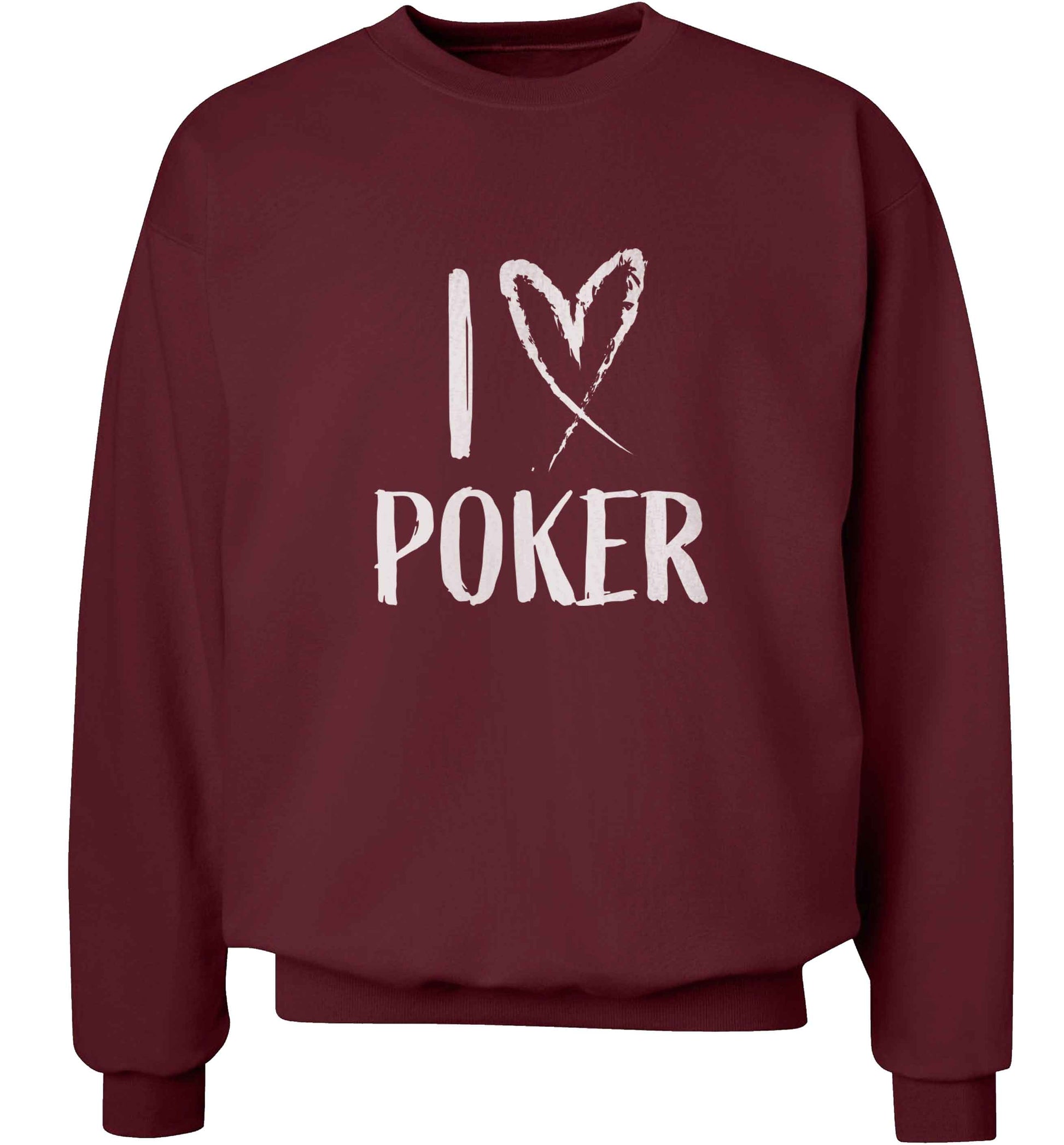I love poker adult's unisex maroon sweater 2XL