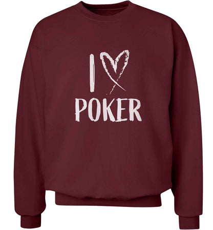 I love poker adult's unisex maroon sweater 2XL