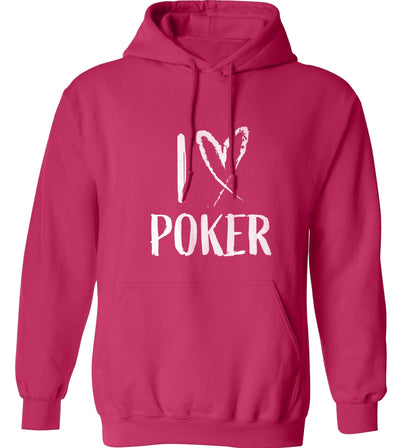 I love poker adults unisex pink hoodie 2XL