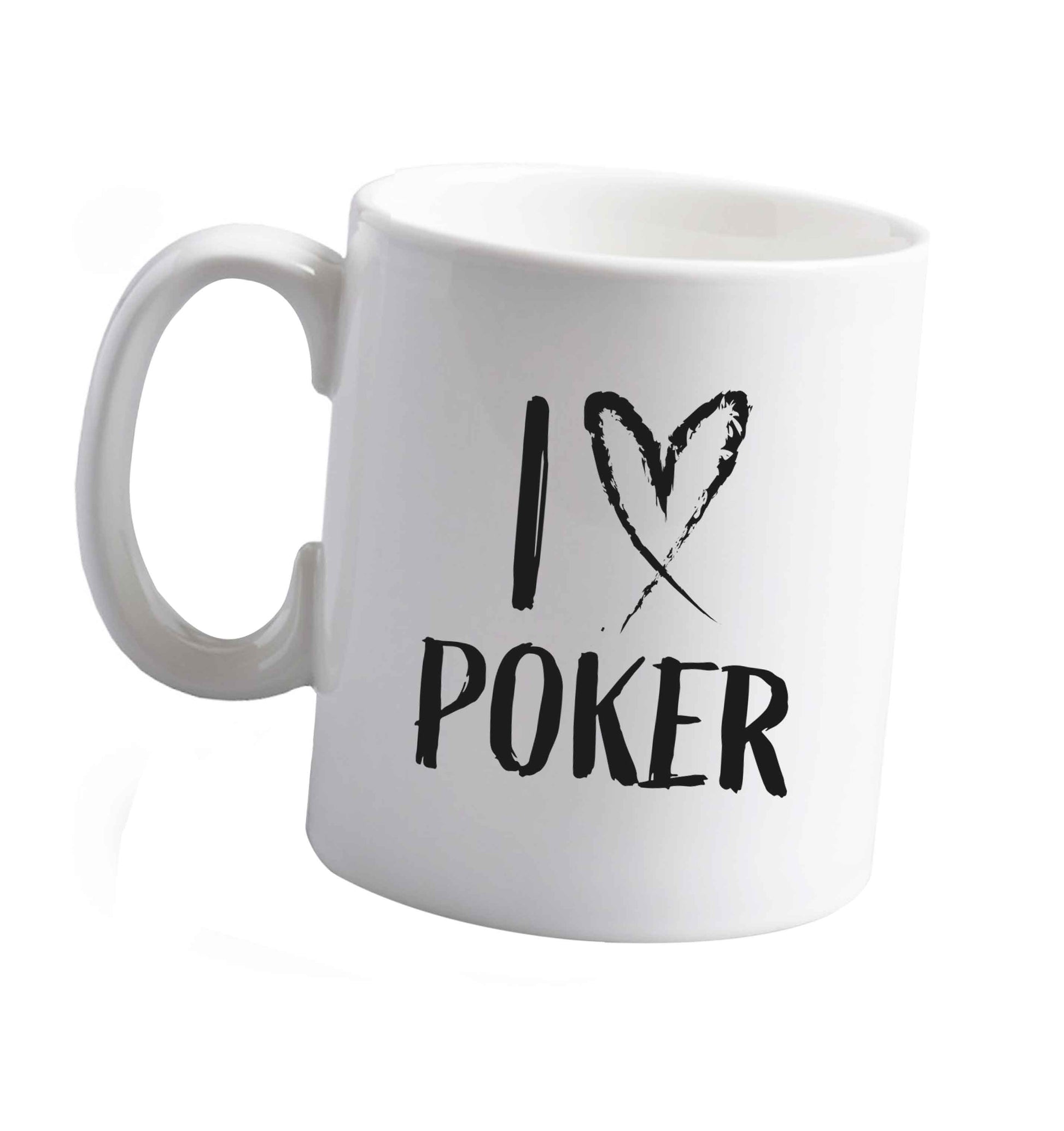10 oz I love poker ceramic mug right handed