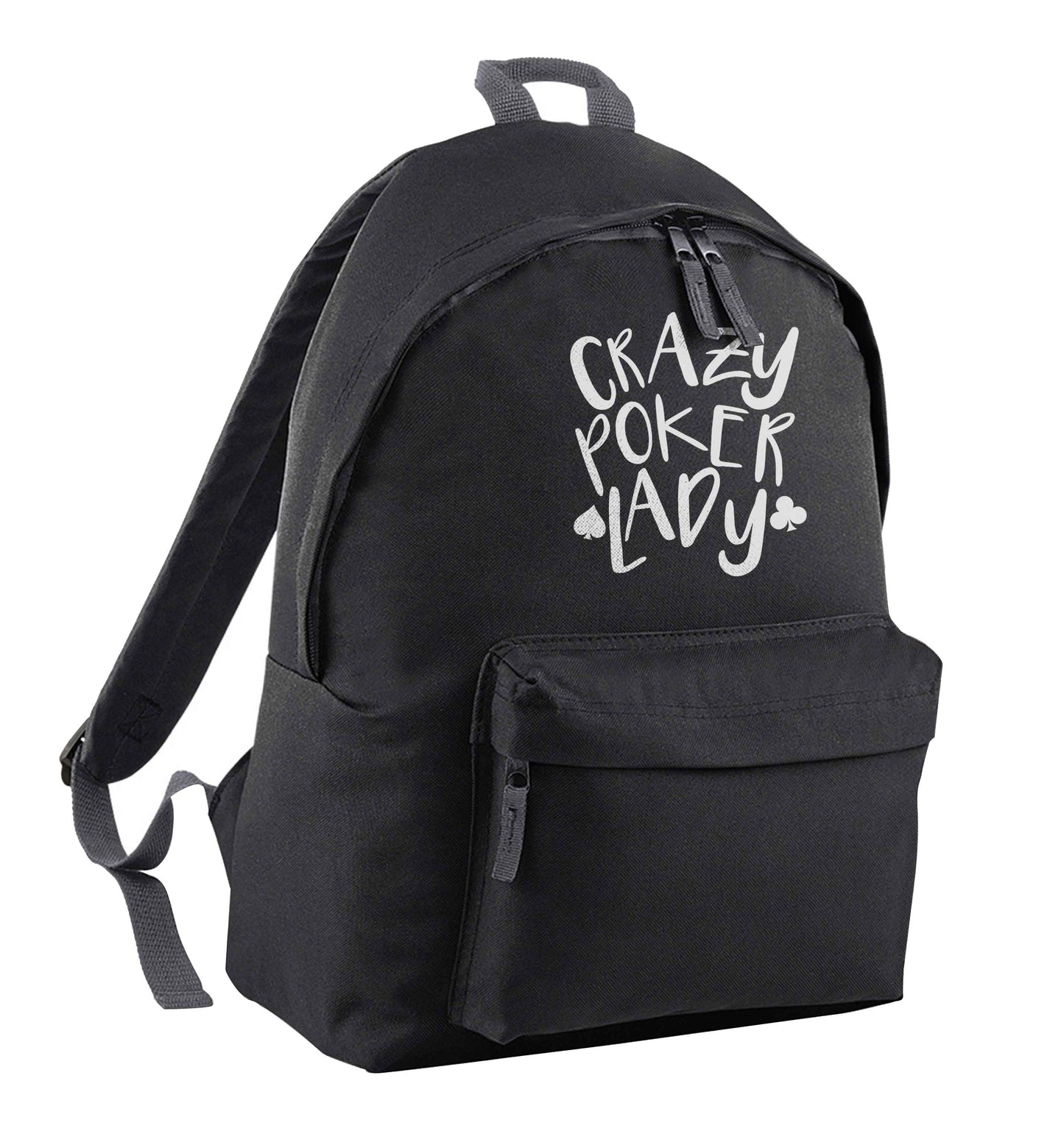 Crazy poker lady black adults backpack