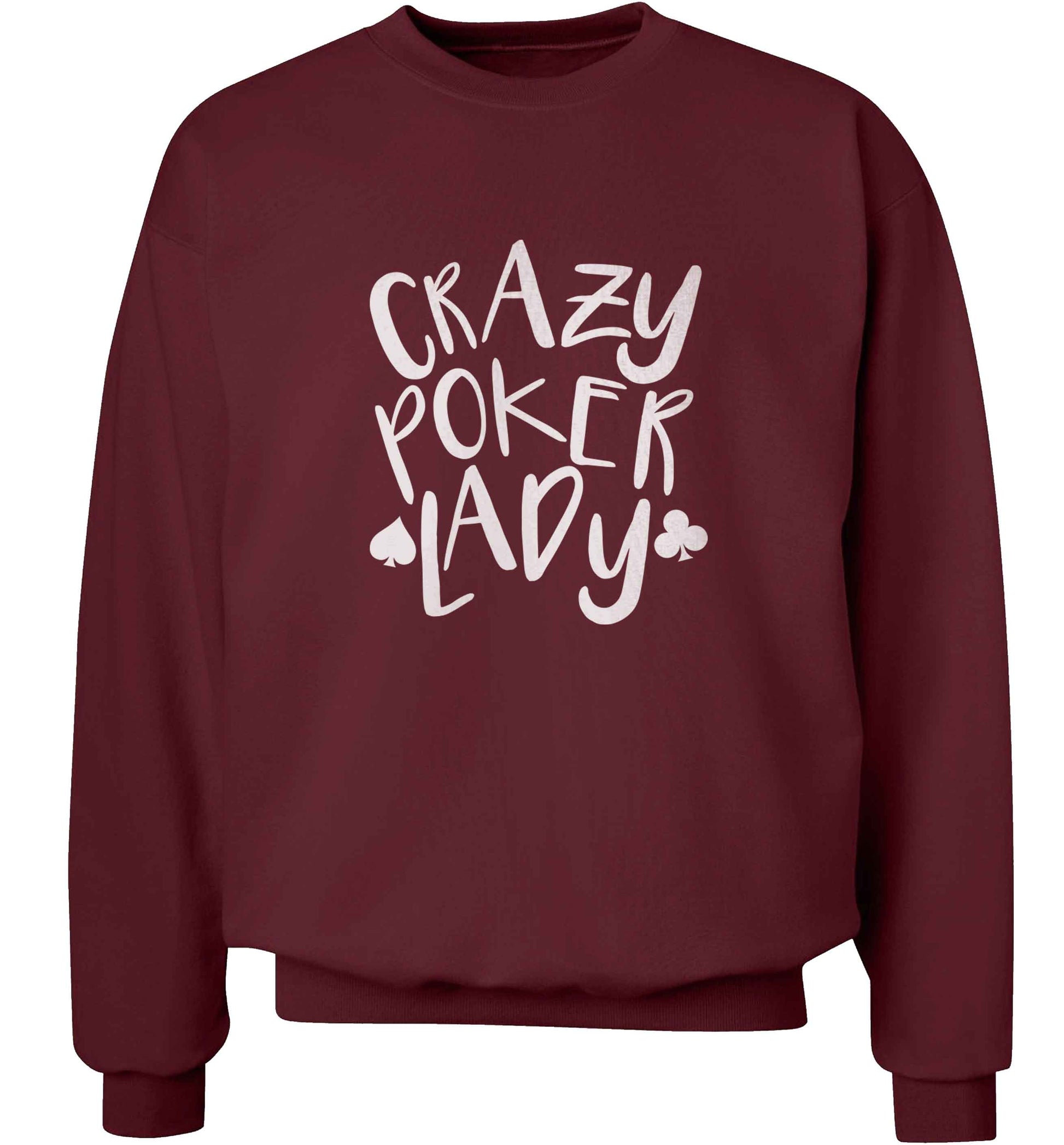 Crazy poker lady adult's unisex maroon sweater 2XL