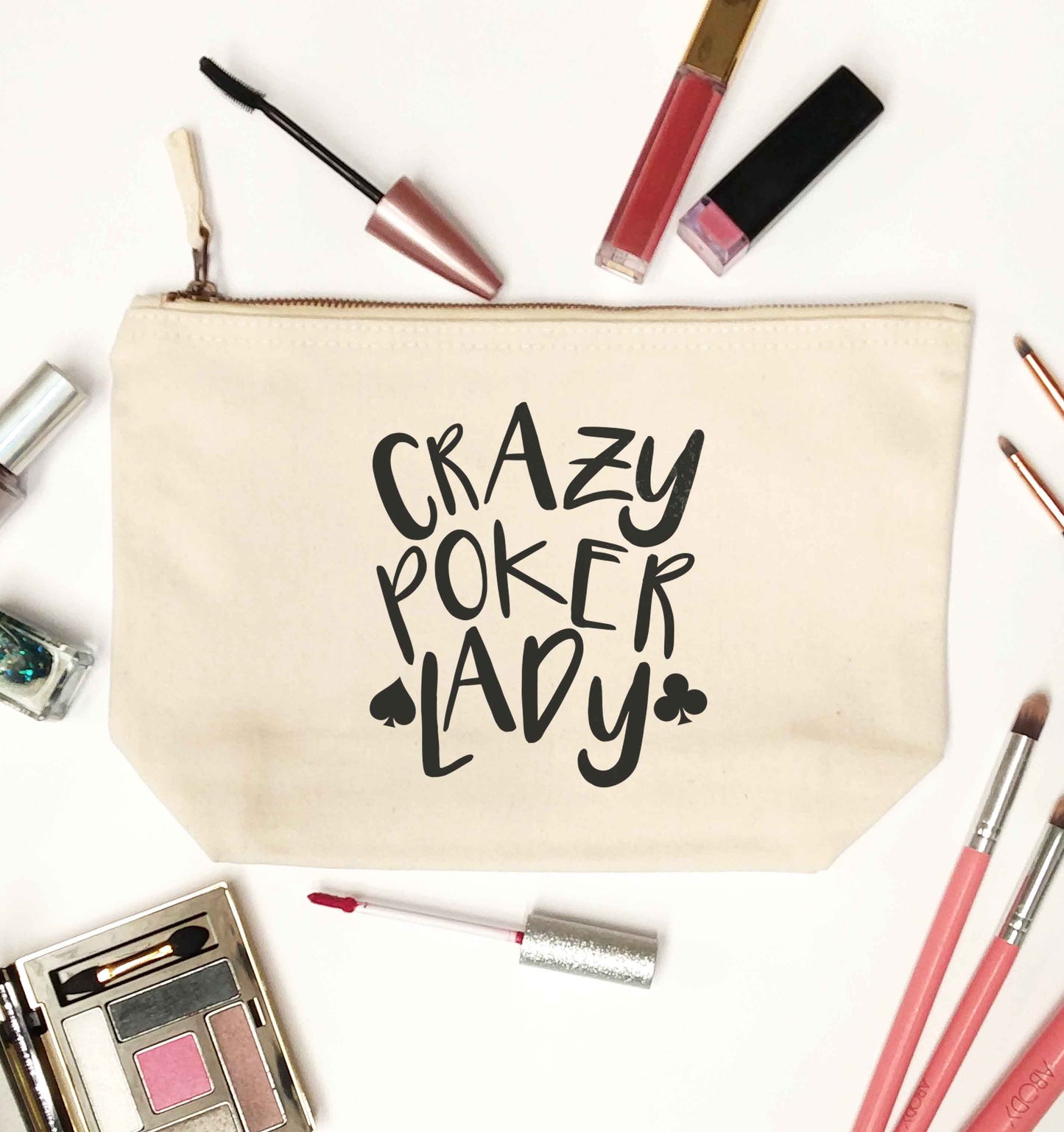 Crazy poker lady natural makeup bag