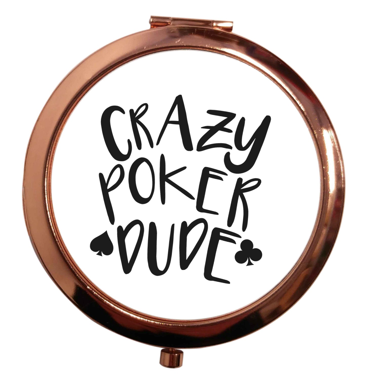 Crazy poker dude rose gold circle pocket mirror