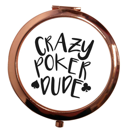 Crazy poker dude rose gold circle pocket mirror