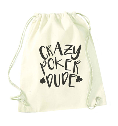 Crazy poker dude natural drawstring bag
