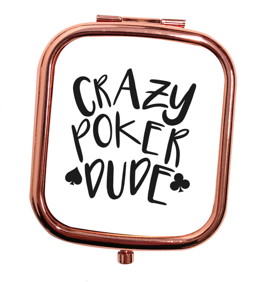 Crazy poker dude rose gold square pocket mirror