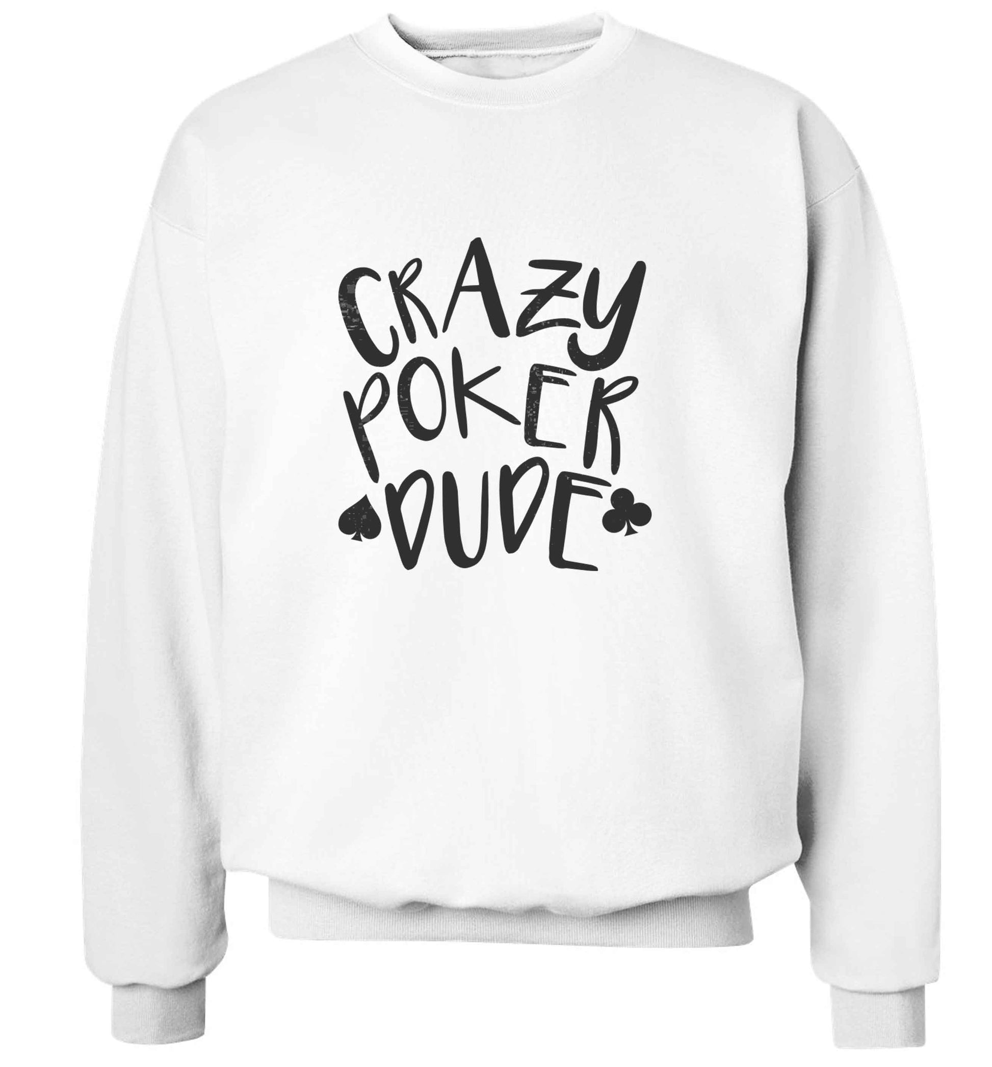 Crazy poker dude adult's unisex white sweater 2XL