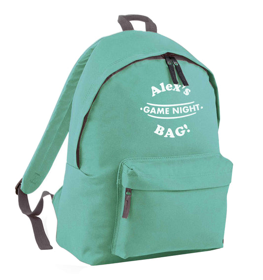 Personalised game night bag mint adults backpack