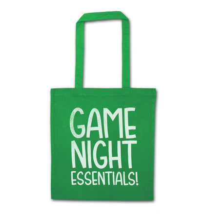 Game night essentials green tote bag