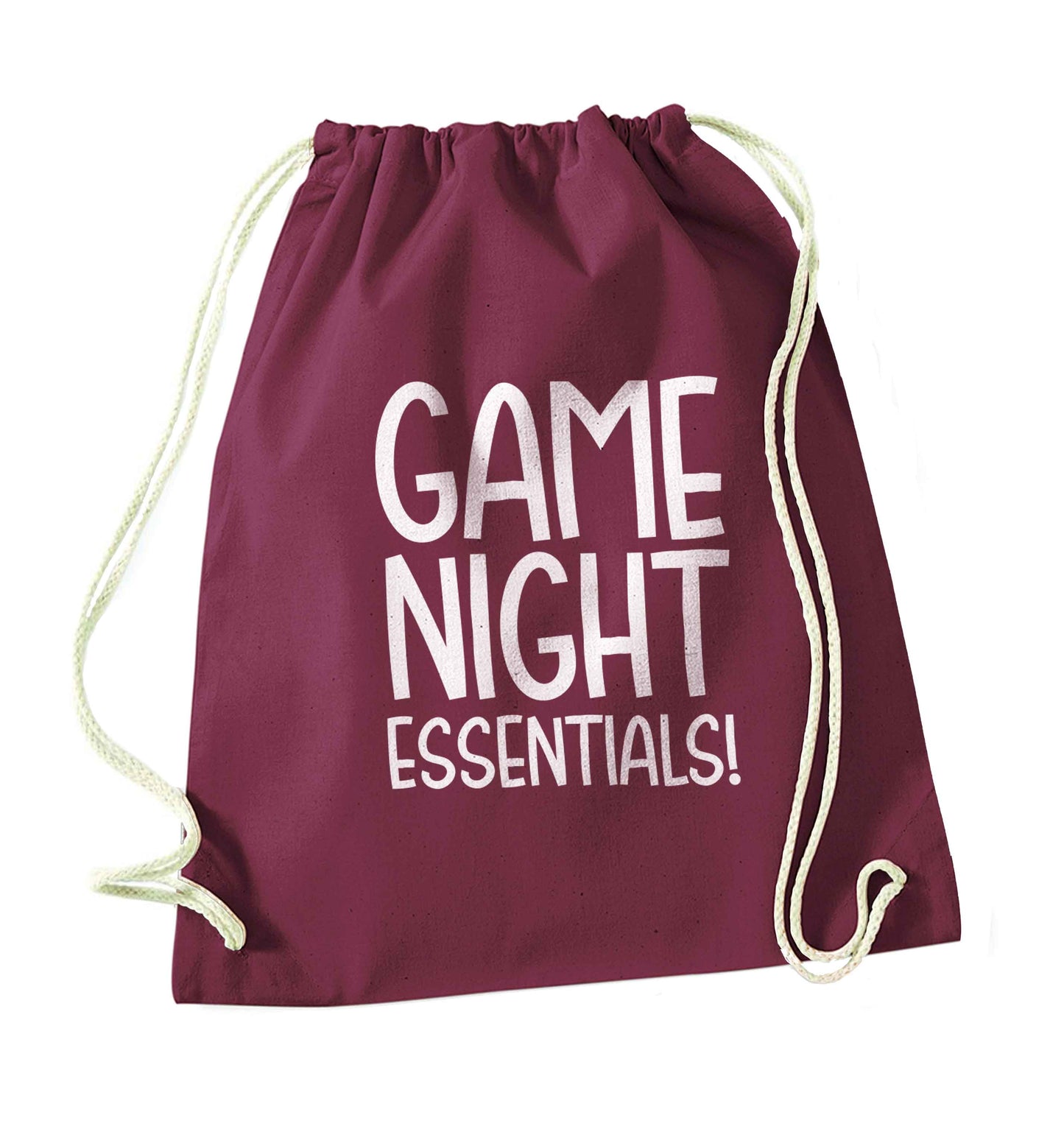 Game night essentials maroon drawstring bag