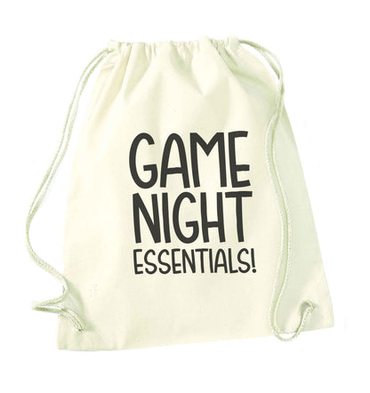 Game night essentials natural drawstring bag