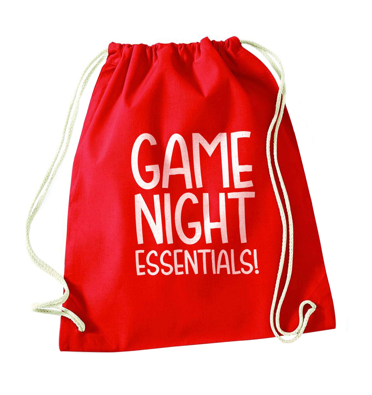 Game night essentials red drawstring bag 