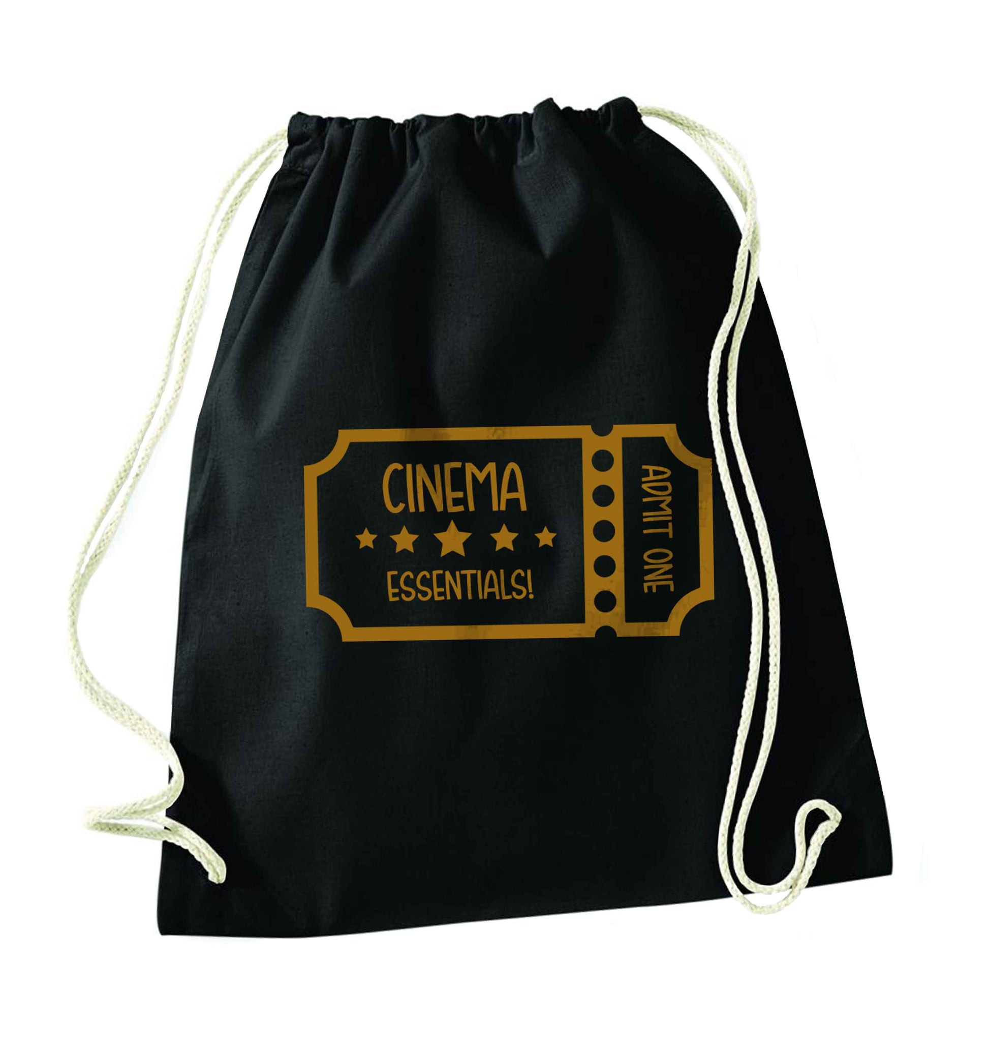 Cinema essentials black drawstring bag
