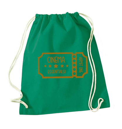 Cinema essentials green drawstring bag