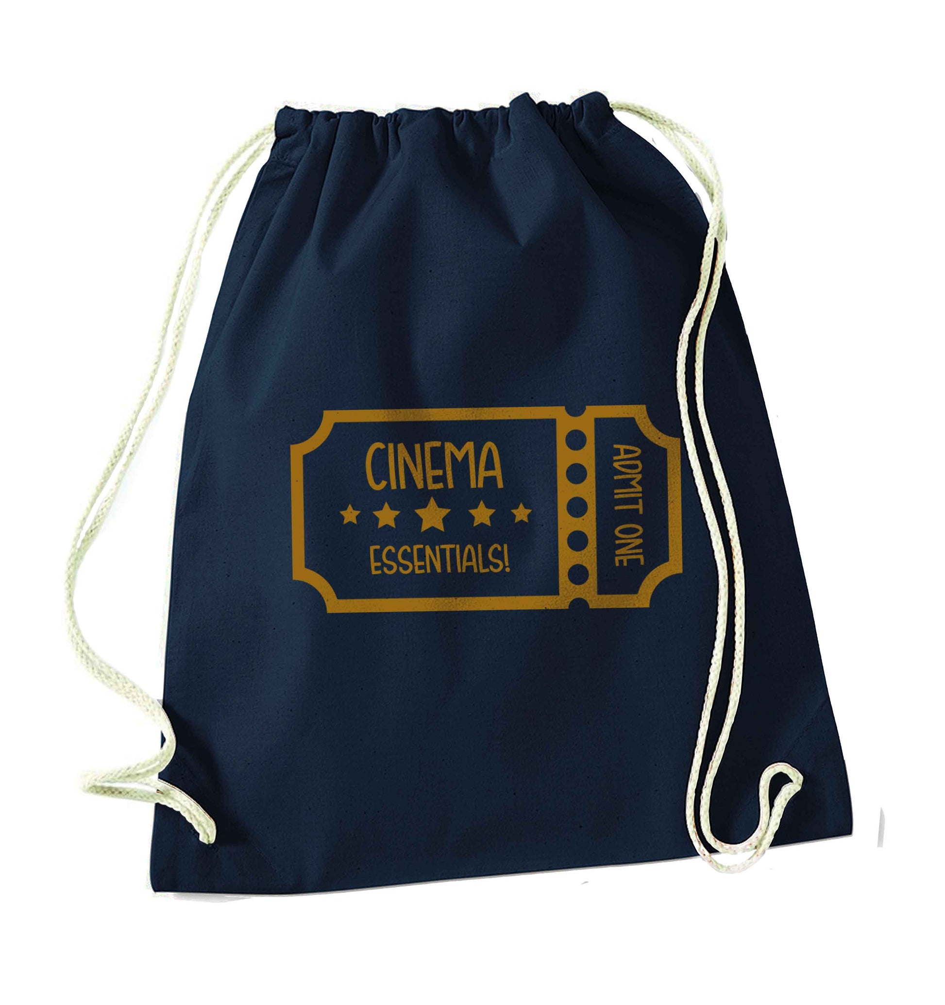 Cinema essentials navy drawstring bag